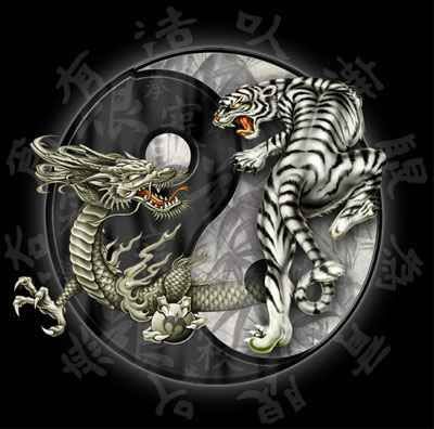 Dragon-Tiger Yin Yang tattoo design