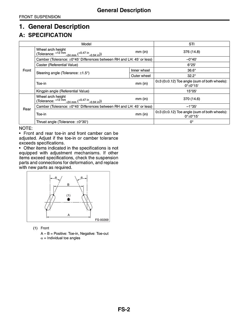 08 STI factory alignment spec Subaru Impreza WRX STI Forums