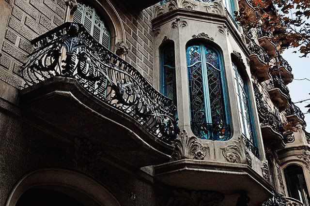 Modernist Balcony in Barcelona, Spain [enlarge]