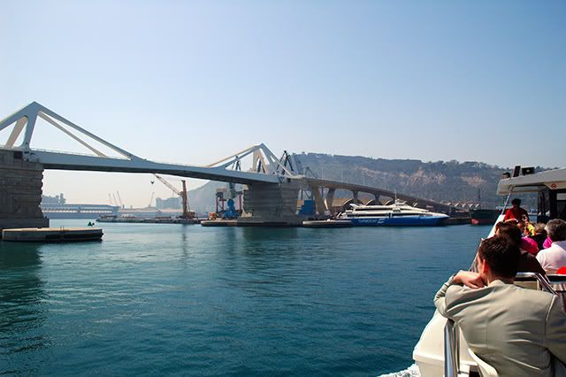 Bridge Over Barcelona Port as Seen From Sightseeing Boat [enlarge]