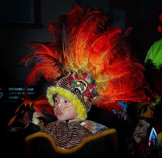 Boy with Indian Chief Feather Hat During Carnival 2008 in Barcelona, Spain [enlarge]