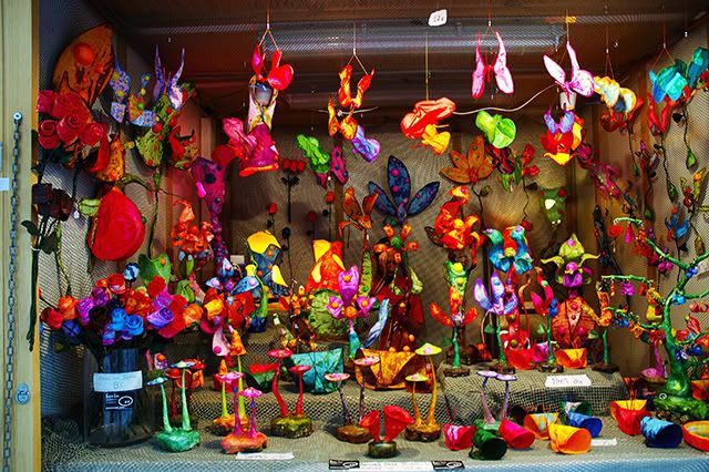 Flashy Colors at Stall in Passeig de L'Angel, Barcelona [enlarge]