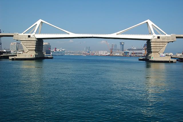Bascule Bridge La Porta d'Europa at Barcelona Port