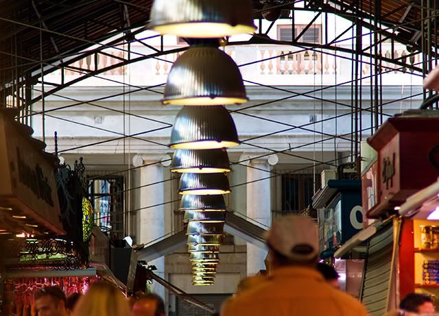 Lamps in La Boqueria Market, Barcelona, Spain [enlarge]