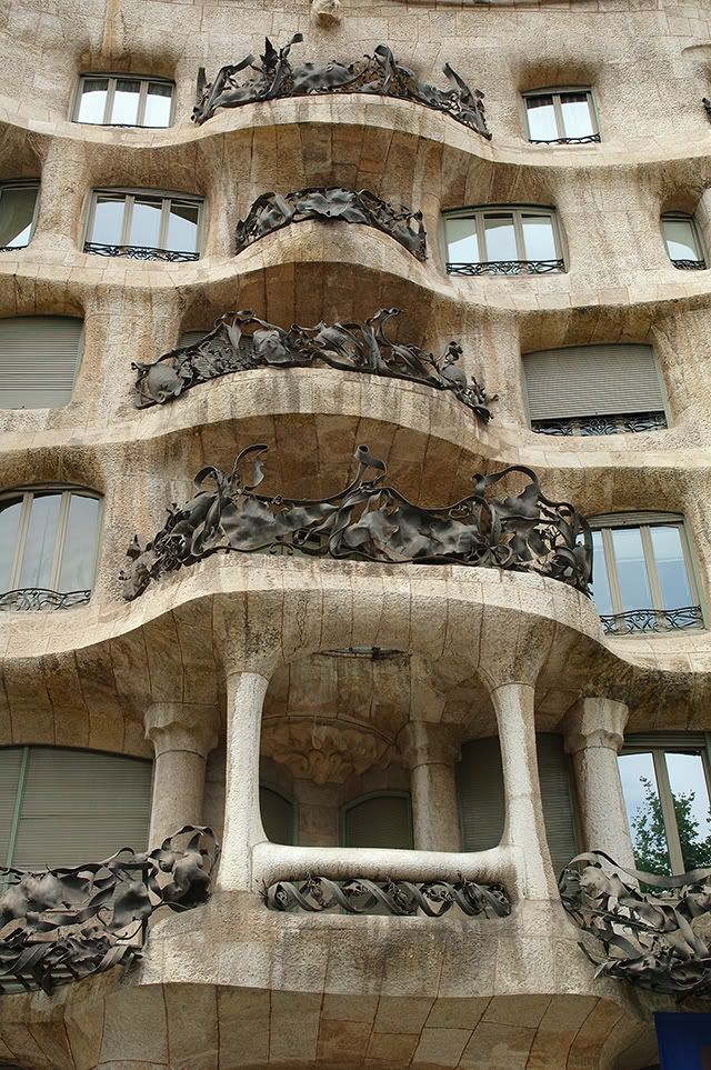 La Pedrera or Casa Mila by Gaudi: Balconies and Ironwork [enlarge]