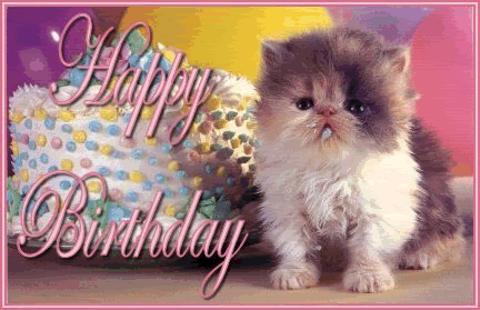 Cute Kitty Happy Birthday Graphics from FreeGlitters.com