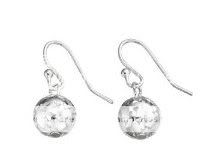 925 sterling silver drop earrings. Diamond cut ball.  