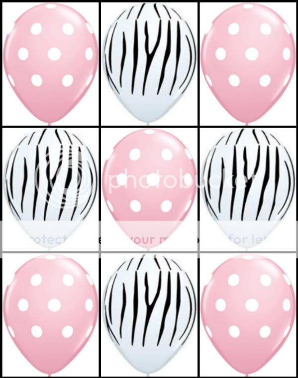 10 Safari Zebra Light Baby Pink Polka Dot Balloons Set