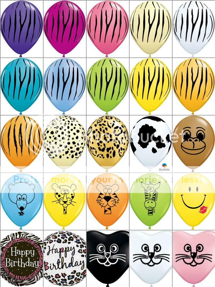 You Choose 11" Jungle Safari Zebra Latex Balloons Pink Blue Black Purple Green