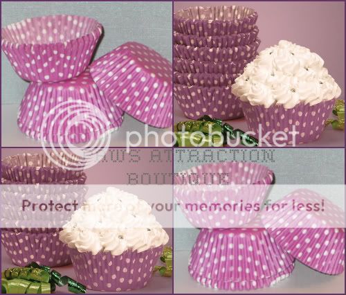 100 Purple White Polka Dot Cupcake Liners Baking Cups Standard Size