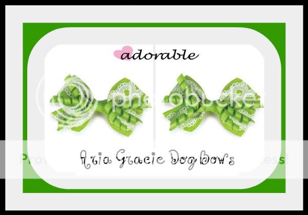 Green Gracie KORKERS ARIA Dog Bows Set with Bands  