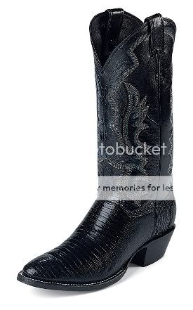 Justin Mens Western Boots Black Iguana Lizard 8313  