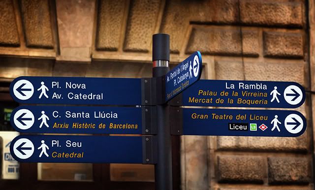 A Crossroad sign in Barcelona 