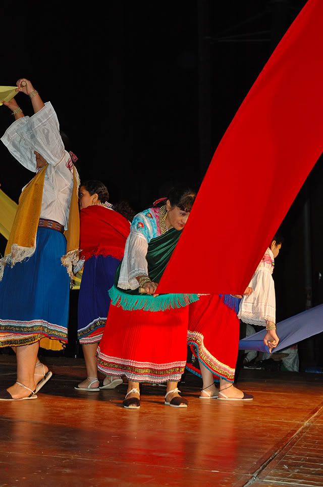 Ecuadorian Dancers Wearing Traditional Costumes [enlarge]