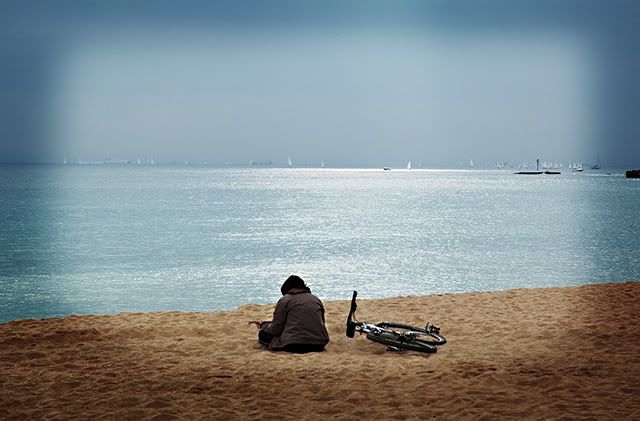 Lonesome Biker at the Beach